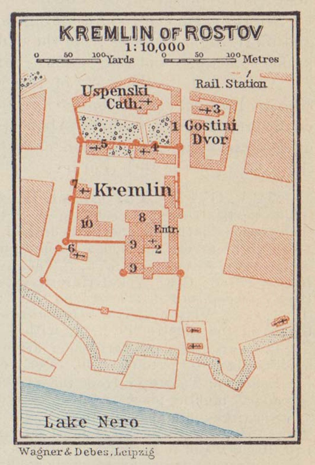 Kremlin of Rostov ground plan. Russia. VERY SMALL. BAEDEKER 1914 old map